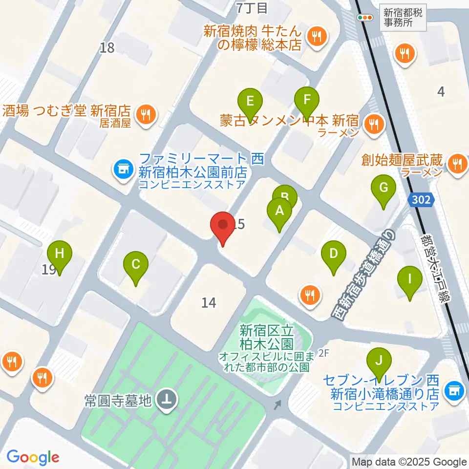 スタジオ音楽館 新宿西口店周辺のカフェ一覧地図