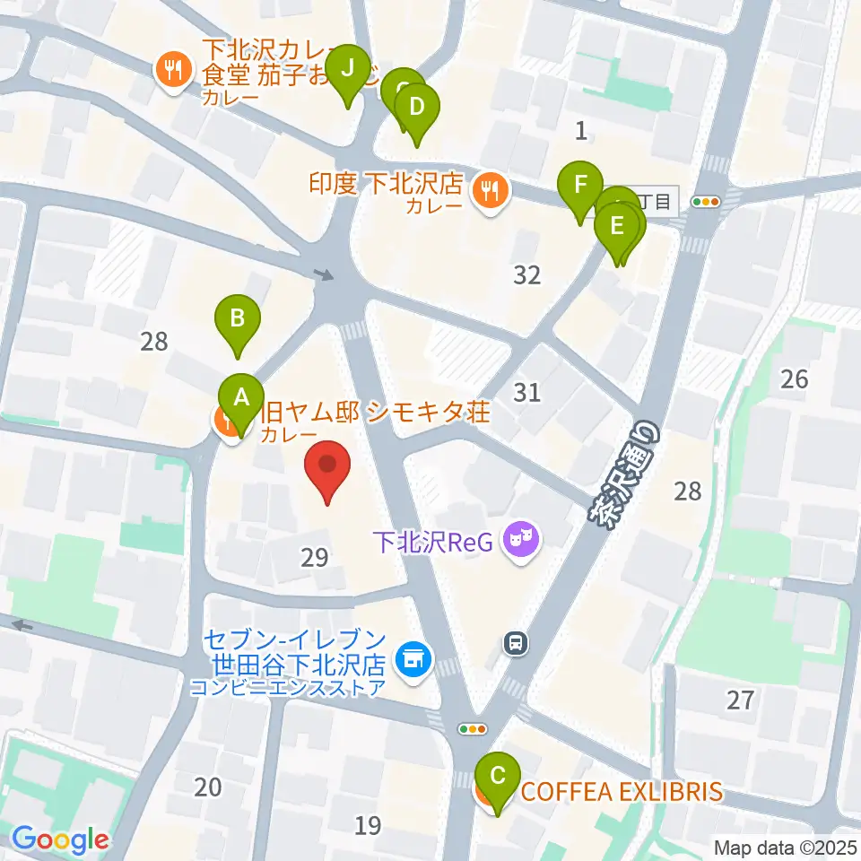 アンディーズスタジオ周辺のカフェ一覧地図