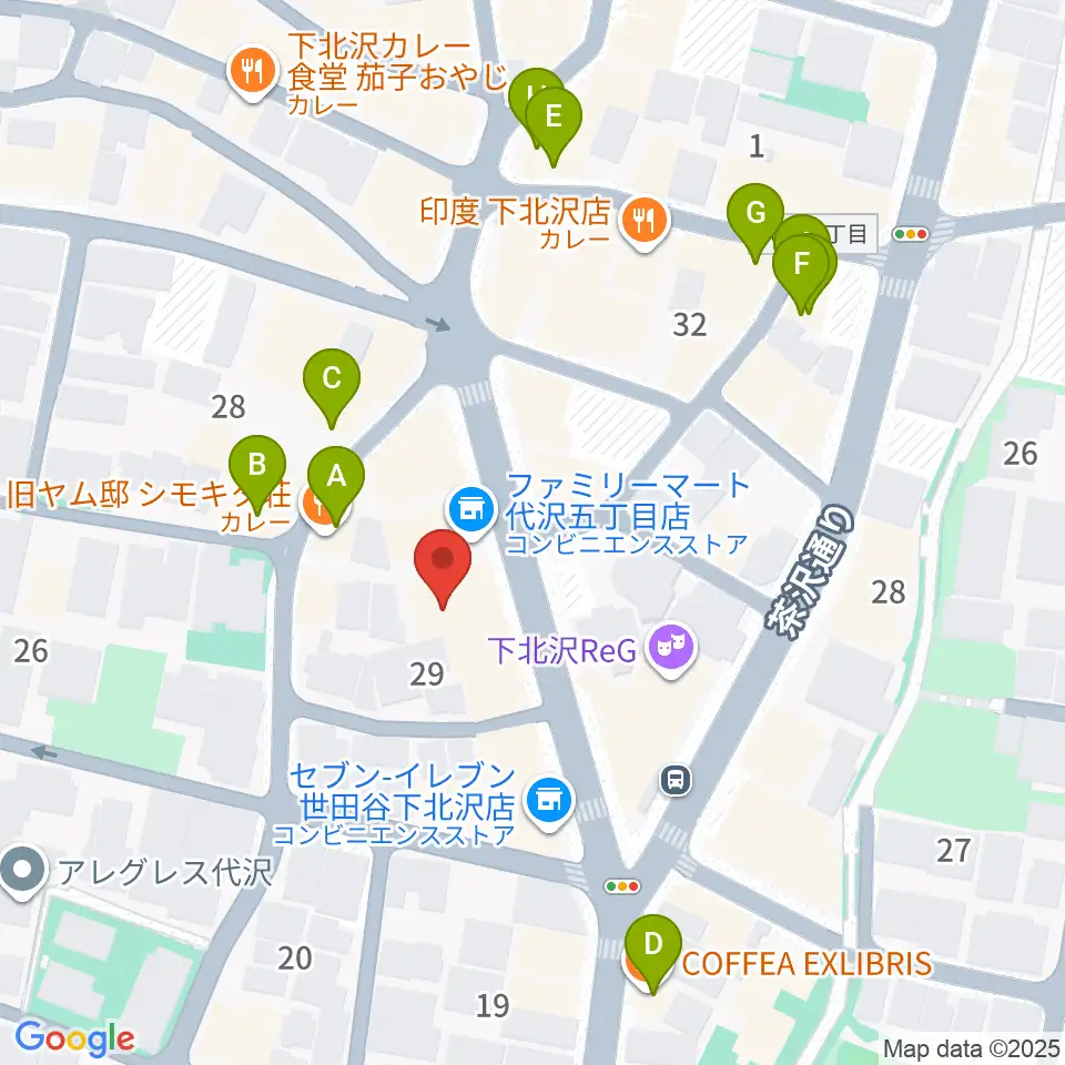 アンディーズスタジオ周辺のカフェ一覧地図