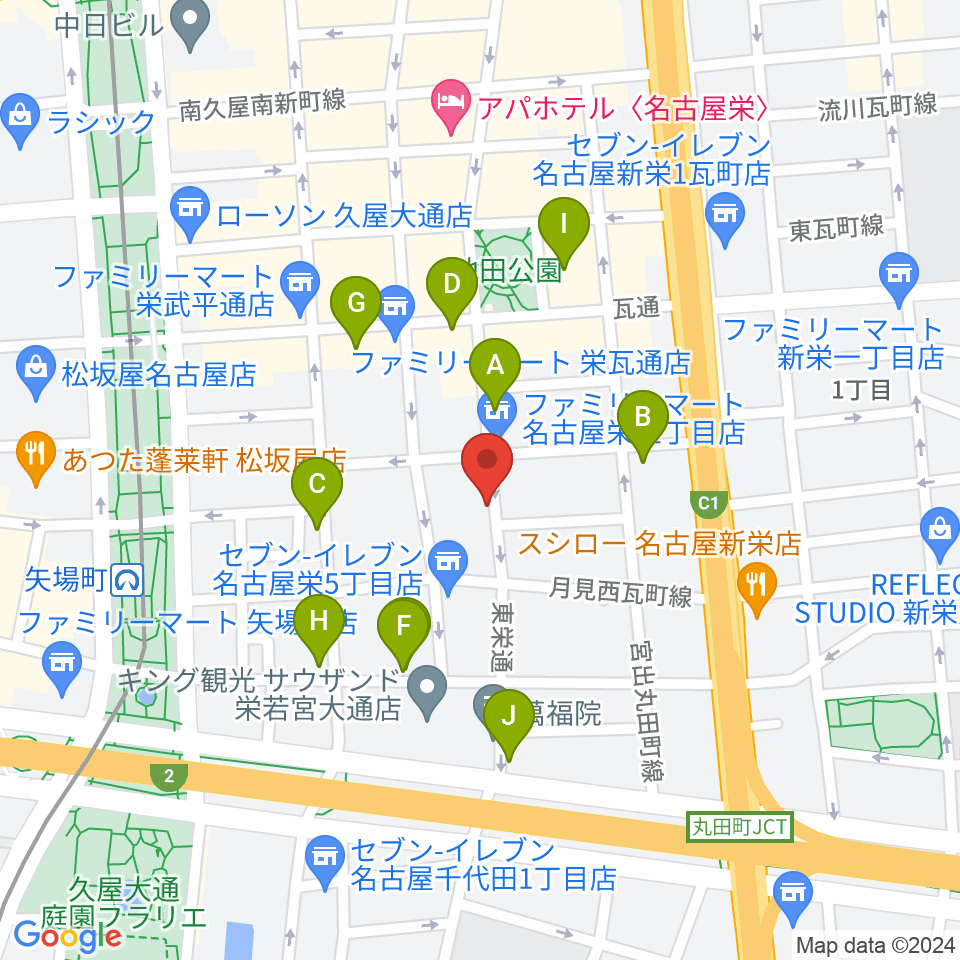 名古屋ビジュアルアーツ・アカデミー周辺のカフェ一覧地図