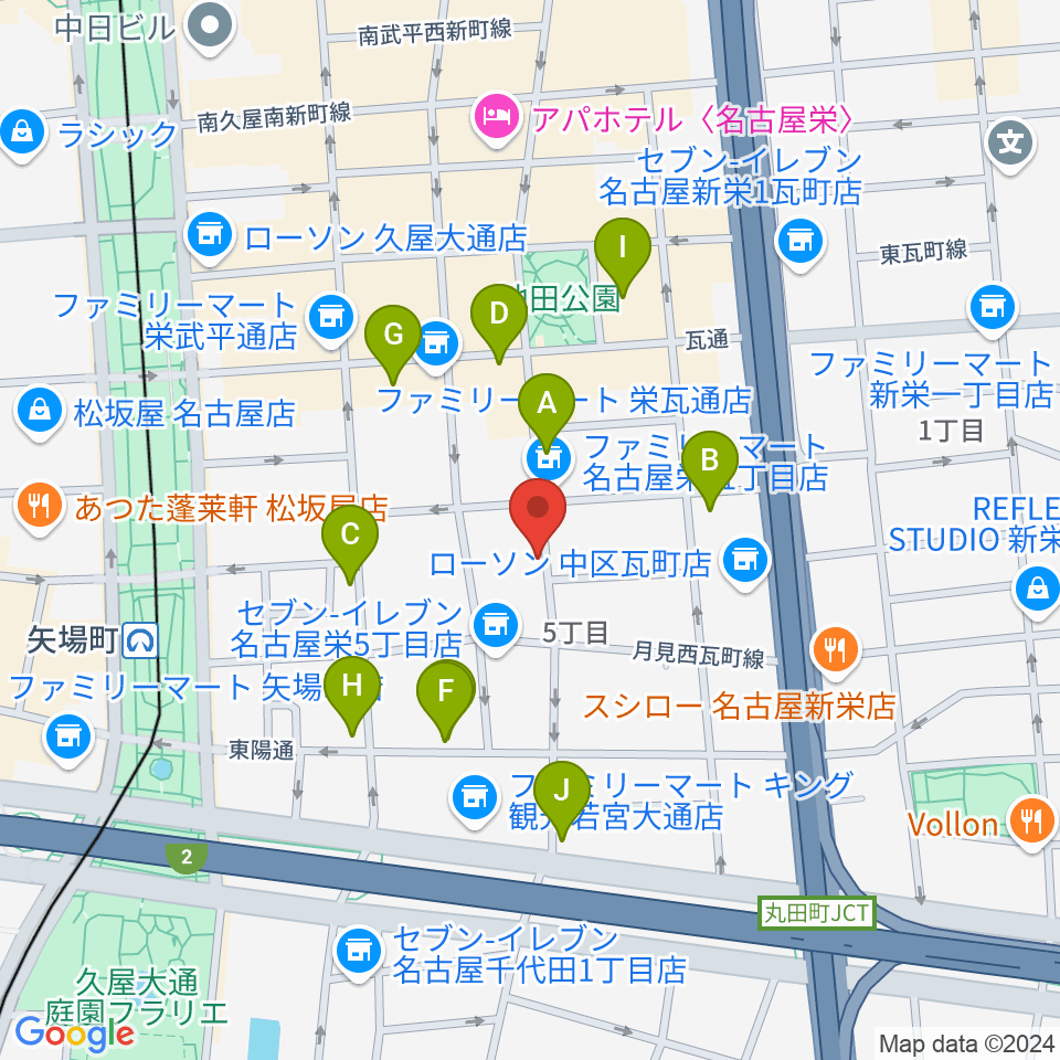 名古屋ビジュアルアーツ・アカデミー周辺のカフェ一覧地図