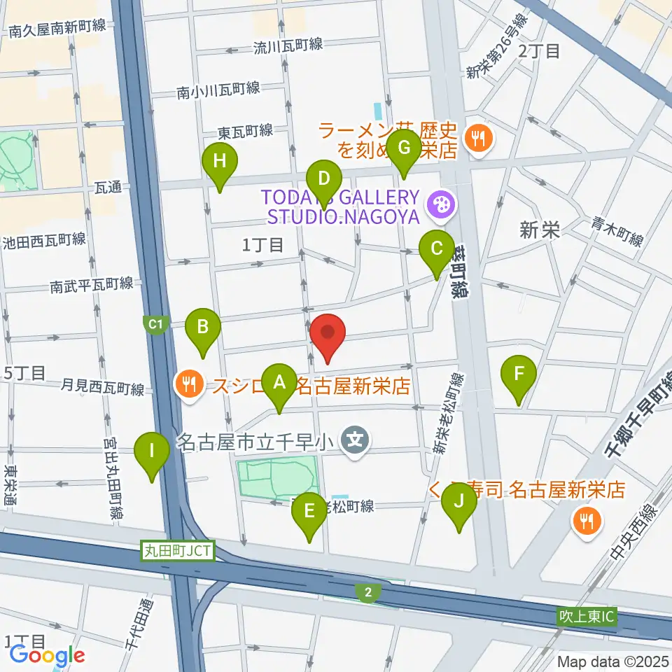スタジオオフサイド周辺のカフェ一覧地図