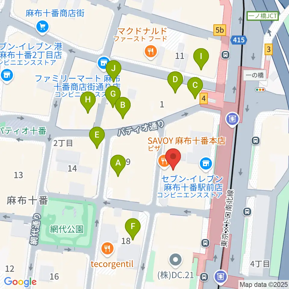 ローズマリーミュージックスクール麻布教室周辺のカフェ一覧地図
