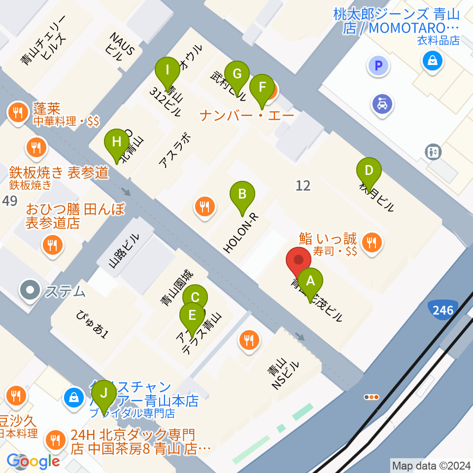 カワイミュージックスクール青山周辺のカフェ一覧地図