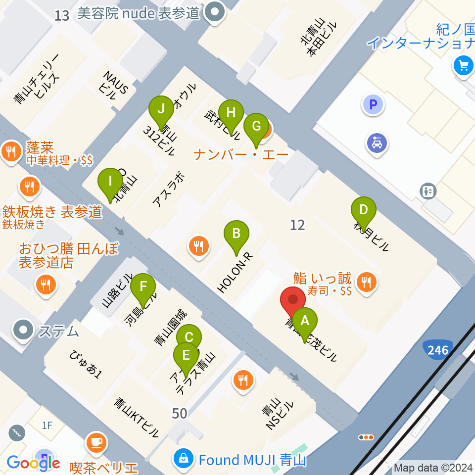 カワイミュージックスクール青山周辺のカフェ一覧地図