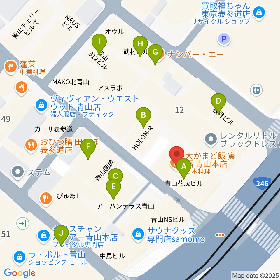カワイミュージックスクール青山周辺のカフェ一覧地図