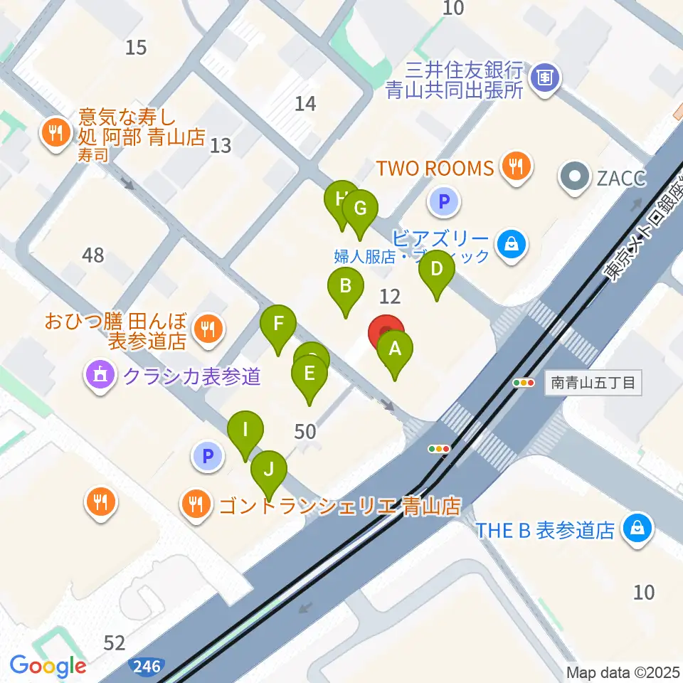 カワイミュージックスクール青山周辺のカフェ一覧地図