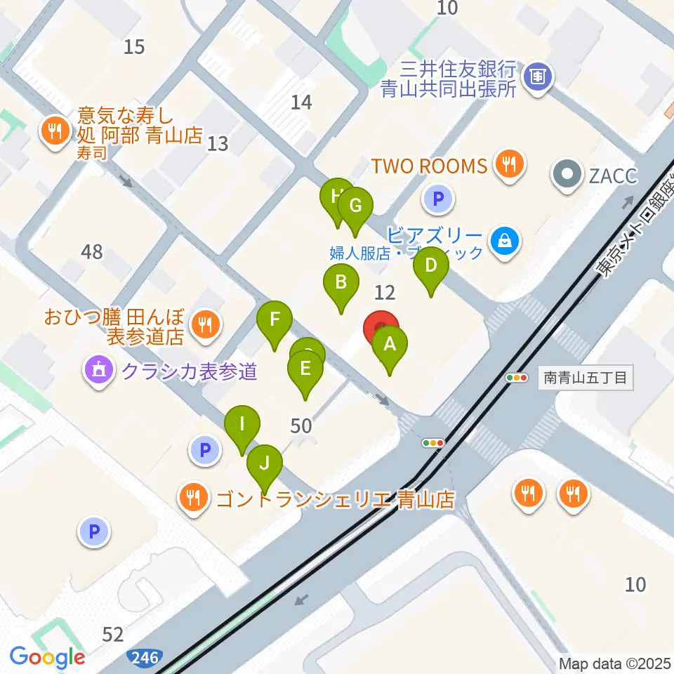カワイミュージックスクール青山周辺のカフェ一覧地図