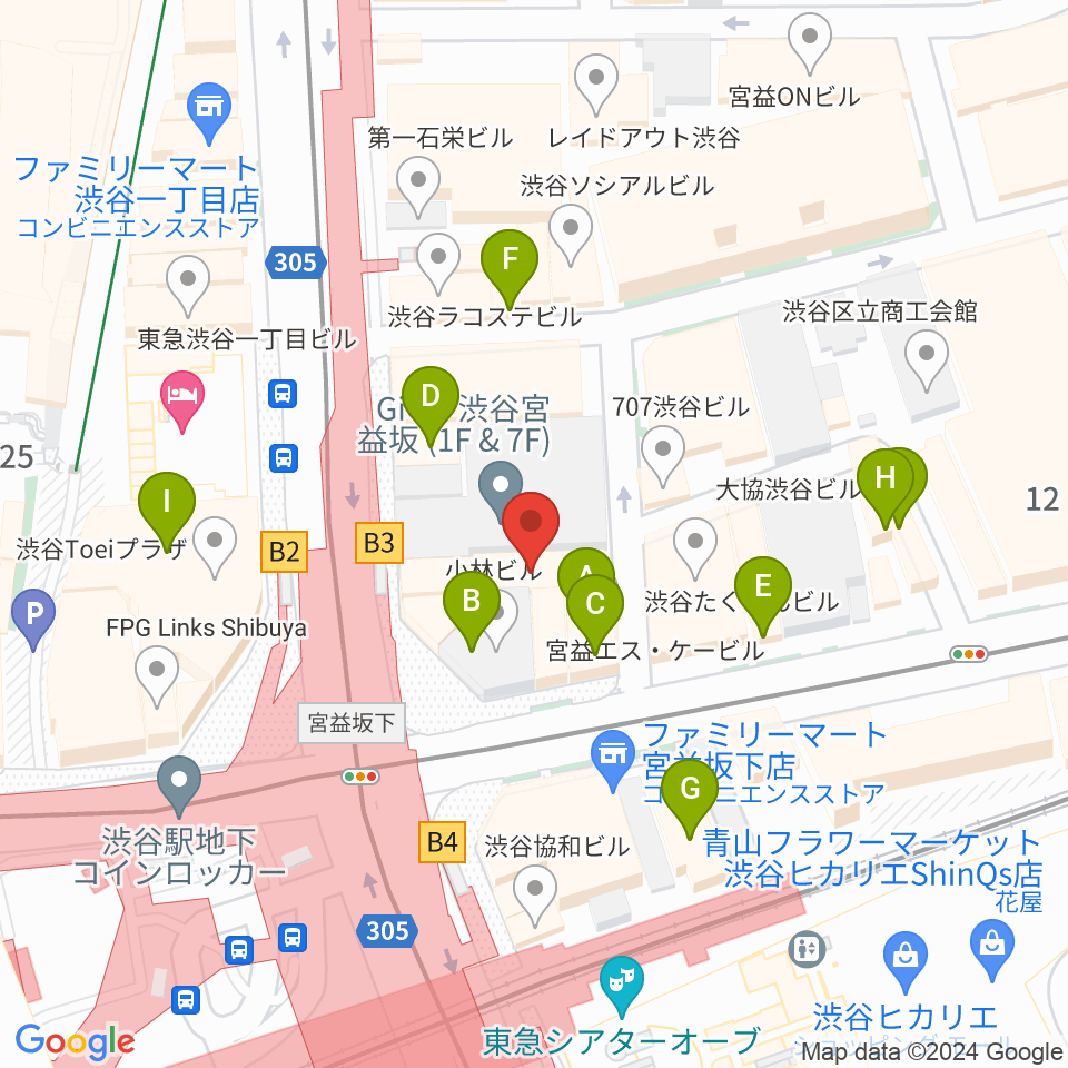 ミウラピアノスタジオ周辺のカフェ一覧地図