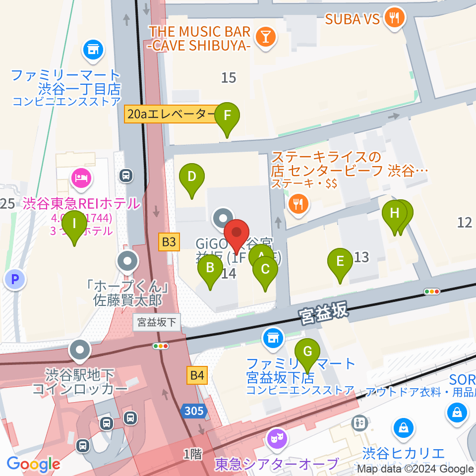 ミウラピアノスタジオ周辺のカフェ一覧地図