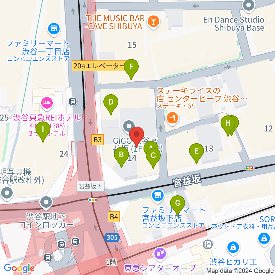 ミウラピアノスタジオ周辺のカフェ一覧地図