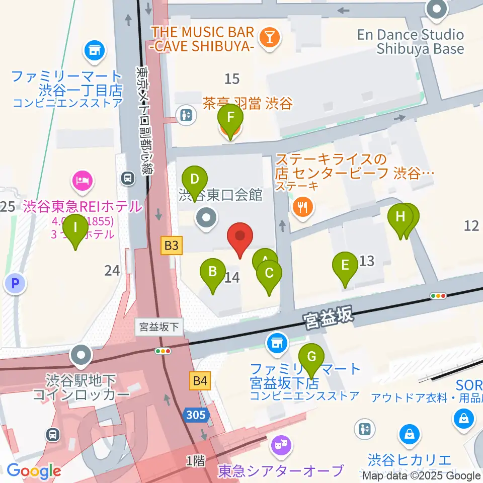 ミウラピアノスタジオ周辺のカフェ一覧地図
