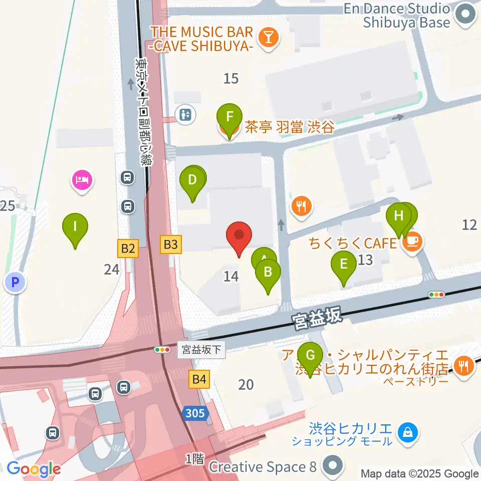 ミウラピアノスタジオ周辺のカフェ一覧地図