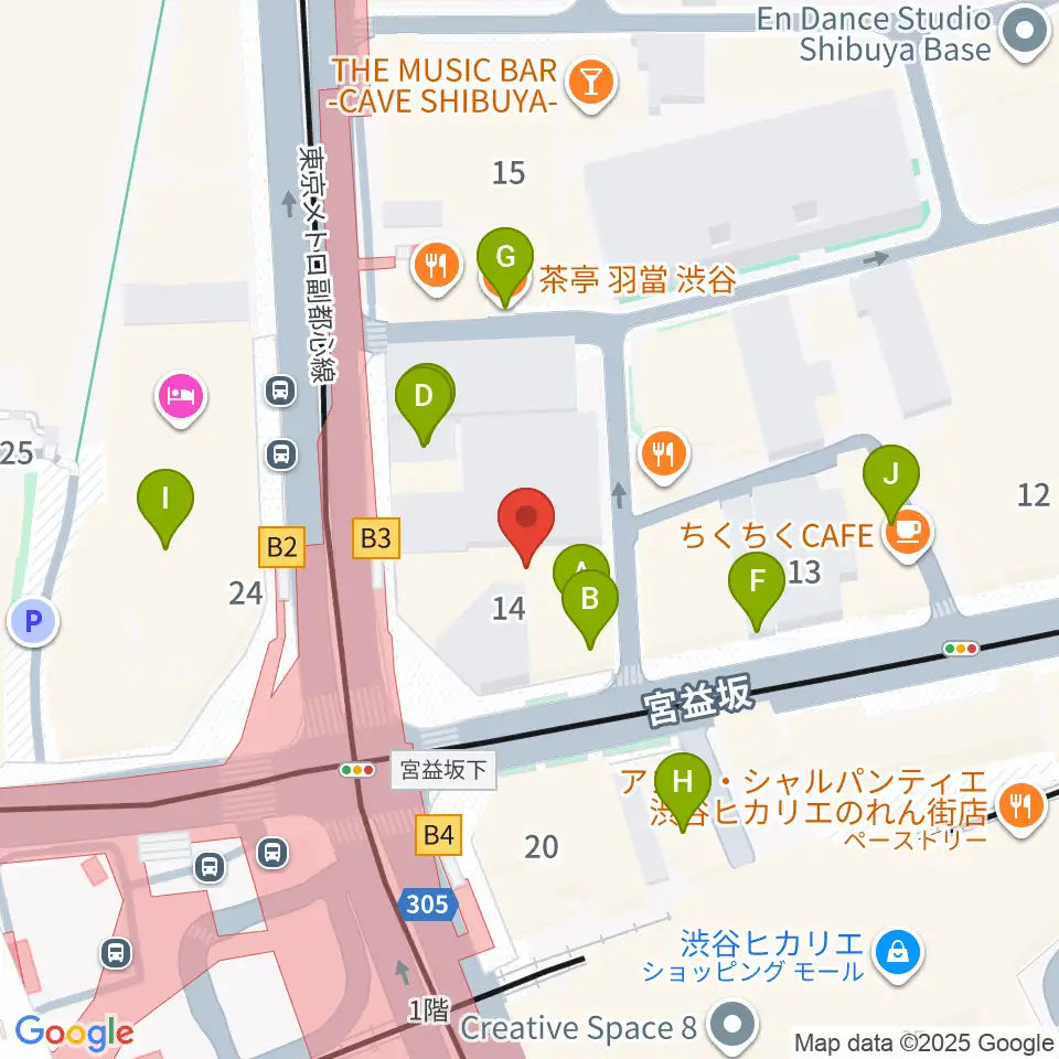 ミウラピアノスタジオ周辺のカフェ一覧地図