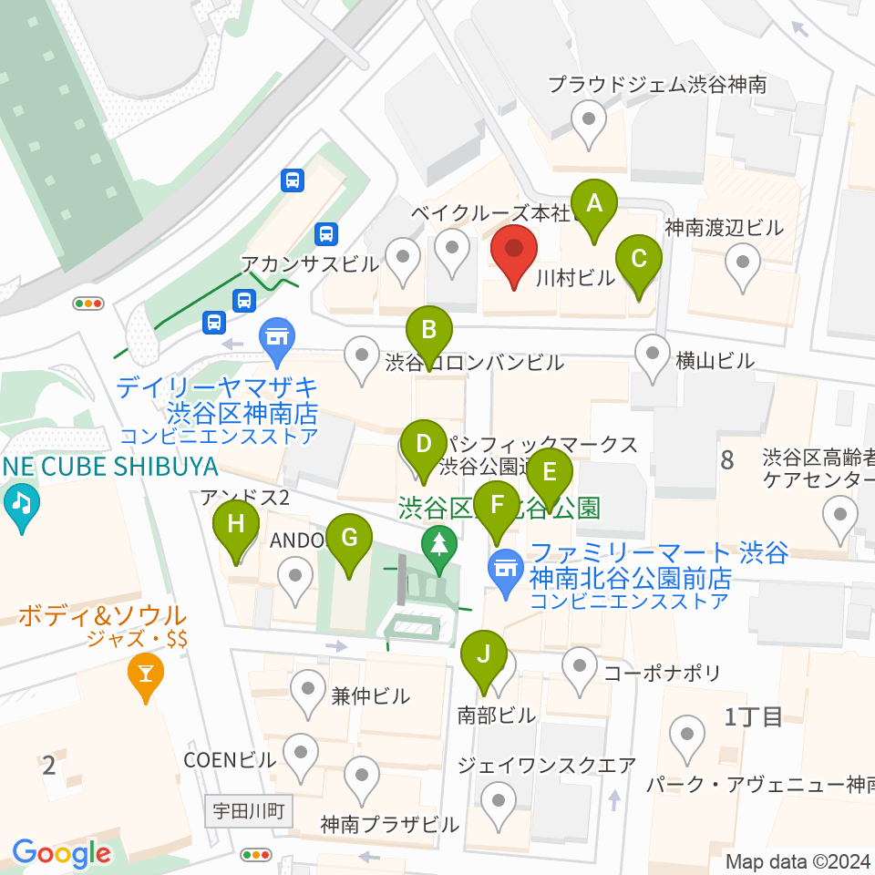 神南スタジオ周辺のカフェ一覧地図