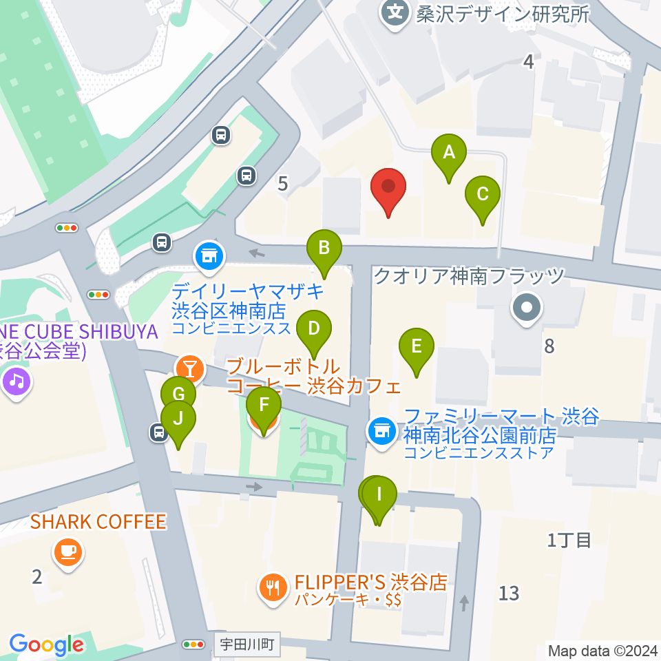 神南スタジオ周辺のカフェ一覧地図