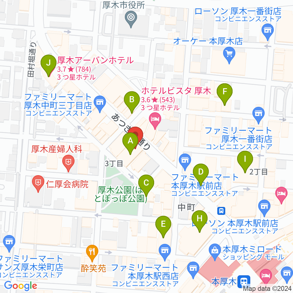 クラウドナインスタジオ 本厚木店周辺のカフェ一覧地図