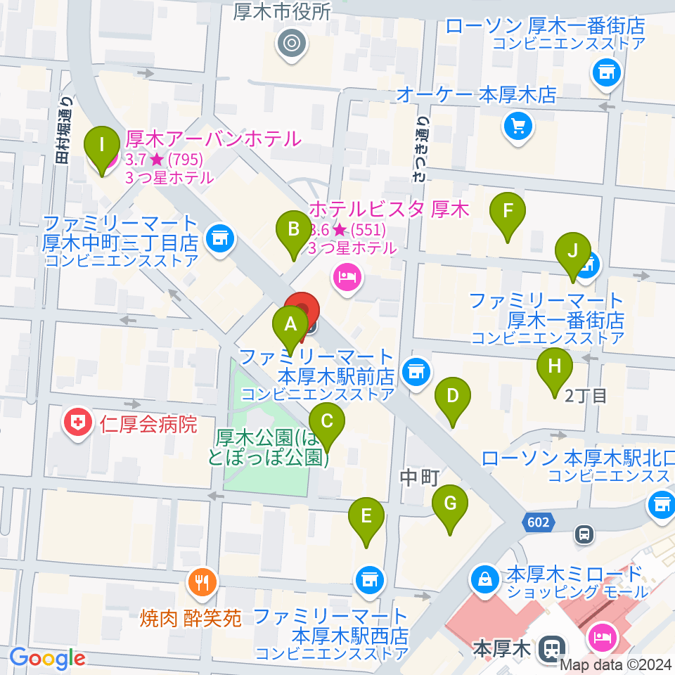 クラウドナインスタジオ 本厚木店周辺のカフェ一覧地図