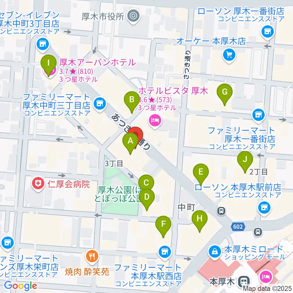 クラウドナインスタジオ 本厚木店周辺のカフェ一覧地図