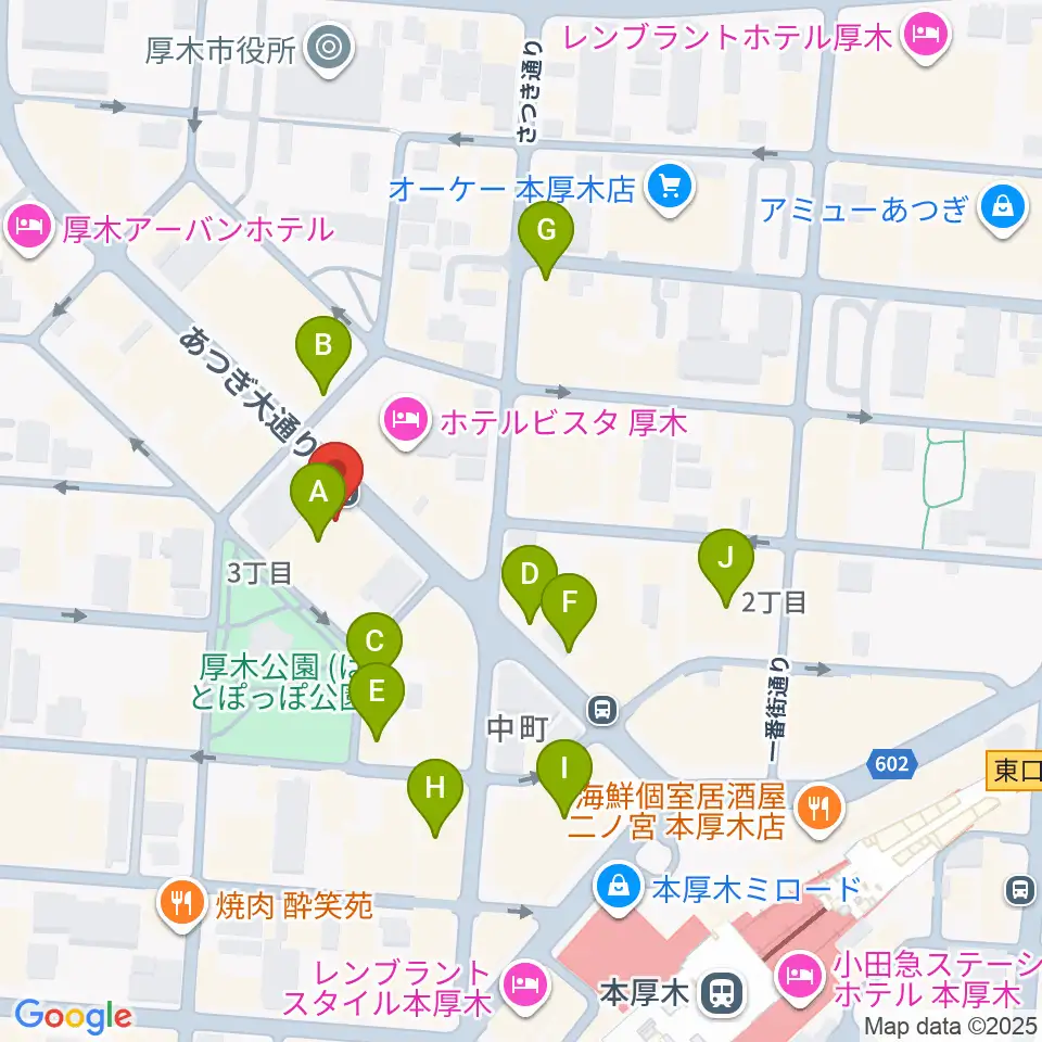 クラウドナインスタジオ 本厚木店周辺のカフェ一覧地図