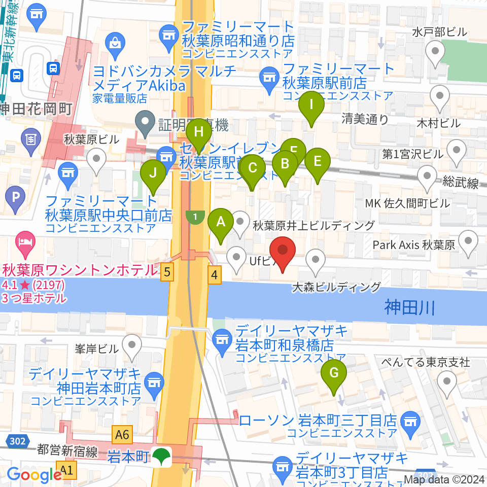 スタジオグッドマンアキバ周辺のカフェ一覧地図