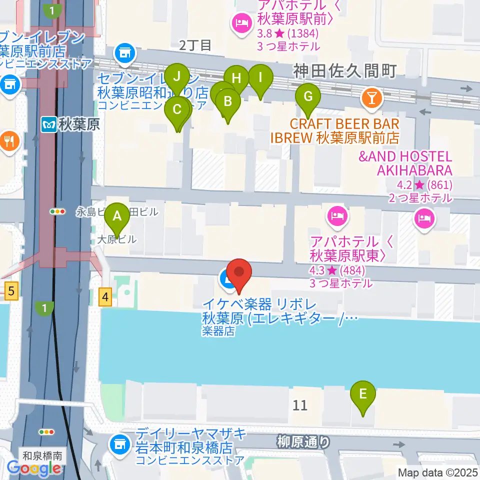 スタジオグッドマンアキバ周辺のカフェ一覧地図