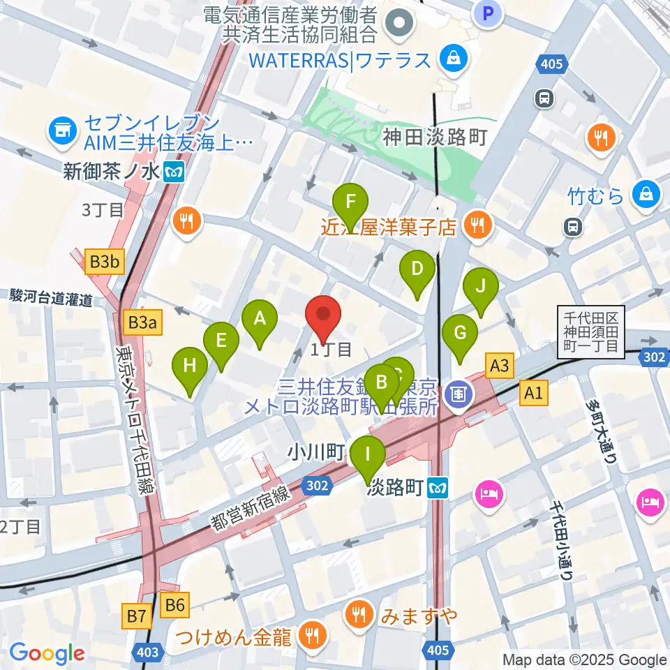 桐朋 子供のための音楽教室 お茶の水教室周辺のカフェ一覧地図