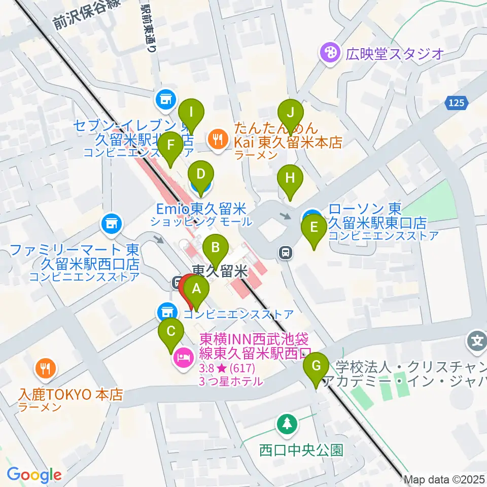 宮地楽器 東久留米センター周辺のカフェ一覧地図