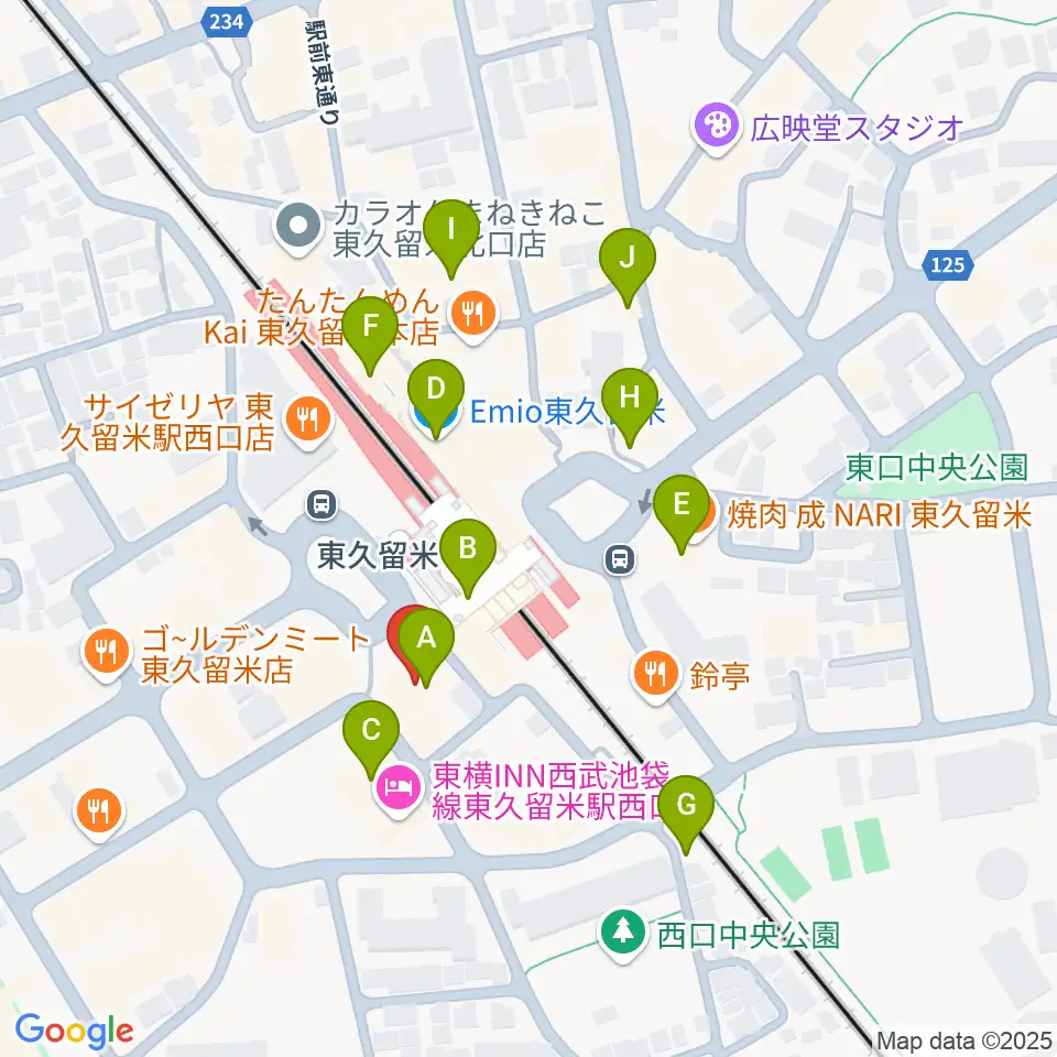 宮地楽器 東久留米センター周辺のカフェ一覧地図
