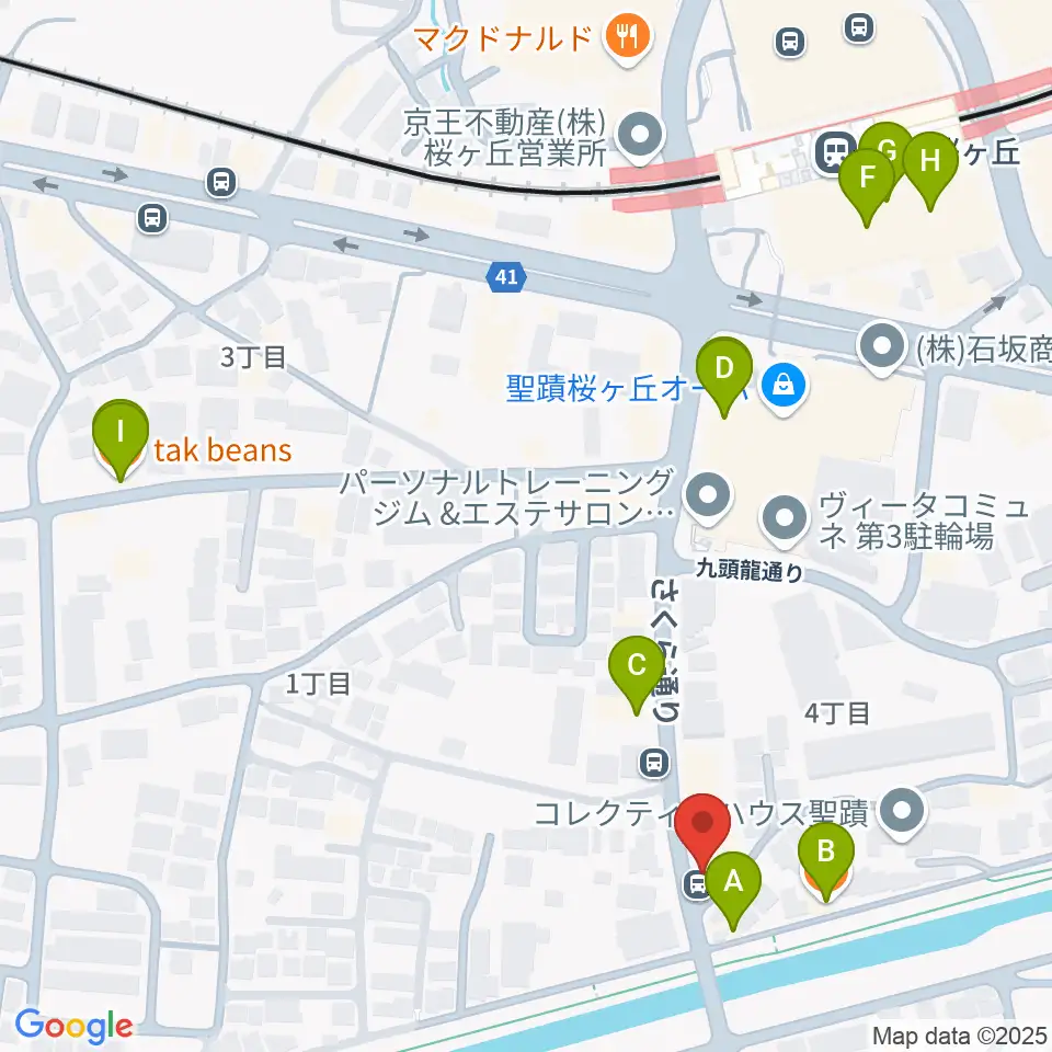 studioABR 聖蹟桜ヶ丘店周辺のカフェ一覧地図