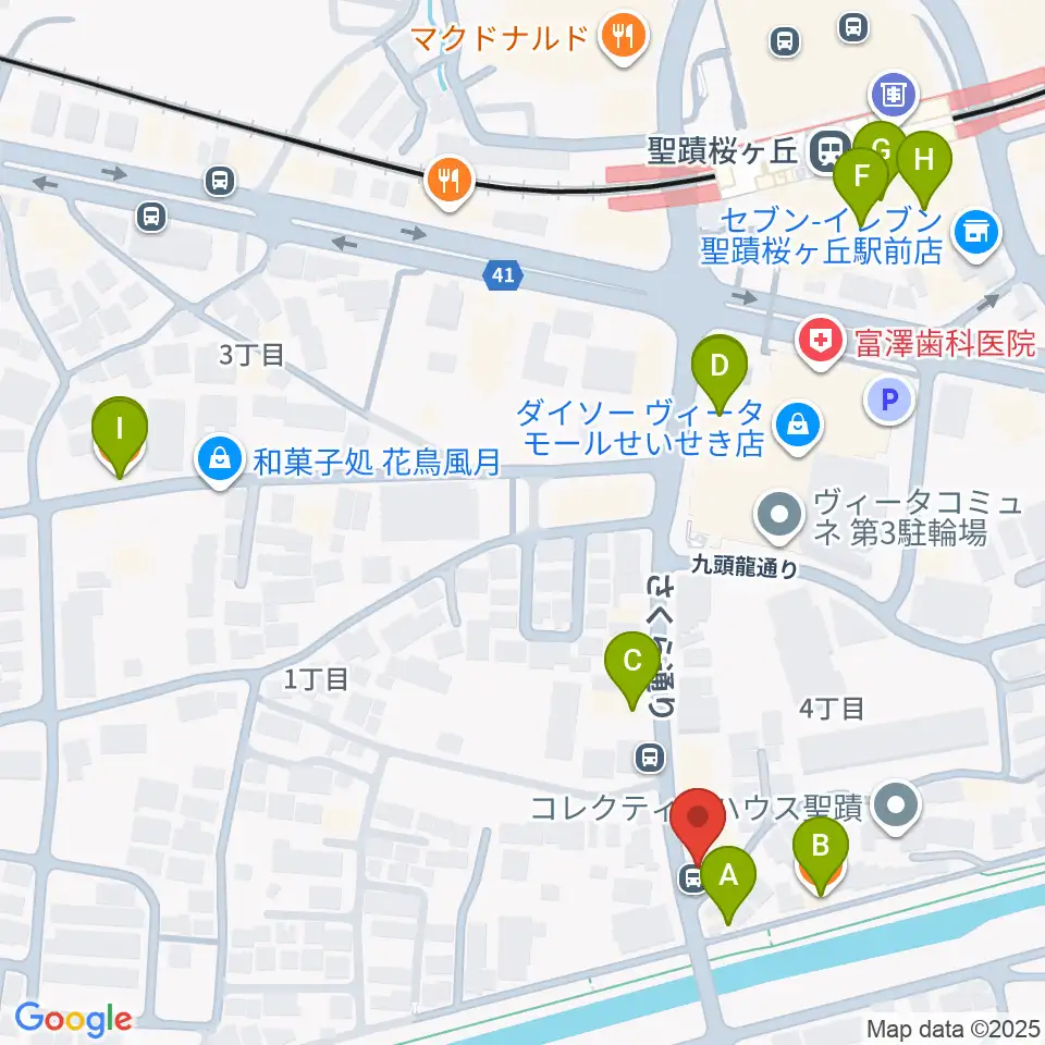 studioABR 聖蹟桜ヶ丘店周辺のカフェ一覧地図