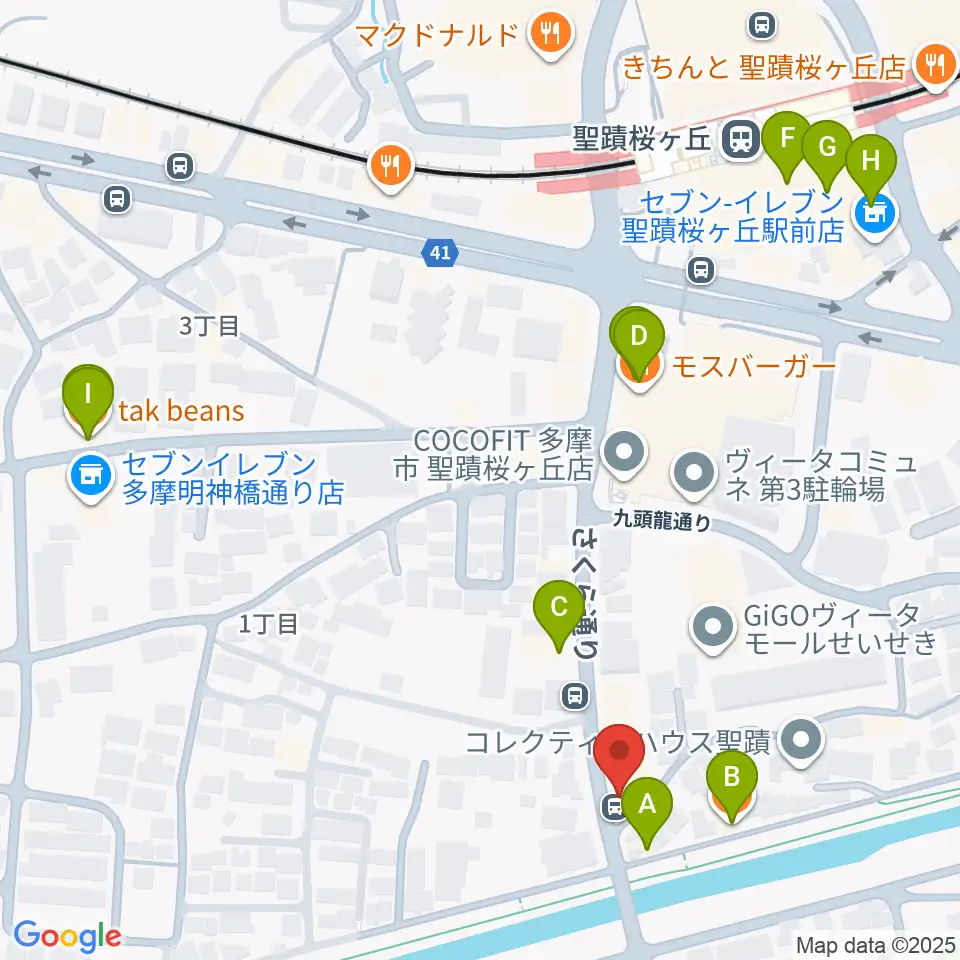studioABR 聖蹟桜ヶ丘店周辺のカフェ一覧地図