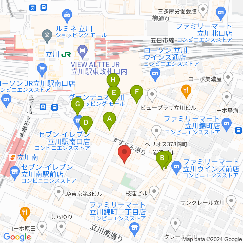 サウンドスタジオブルームーン立川店周辺のカフェ一覧地図