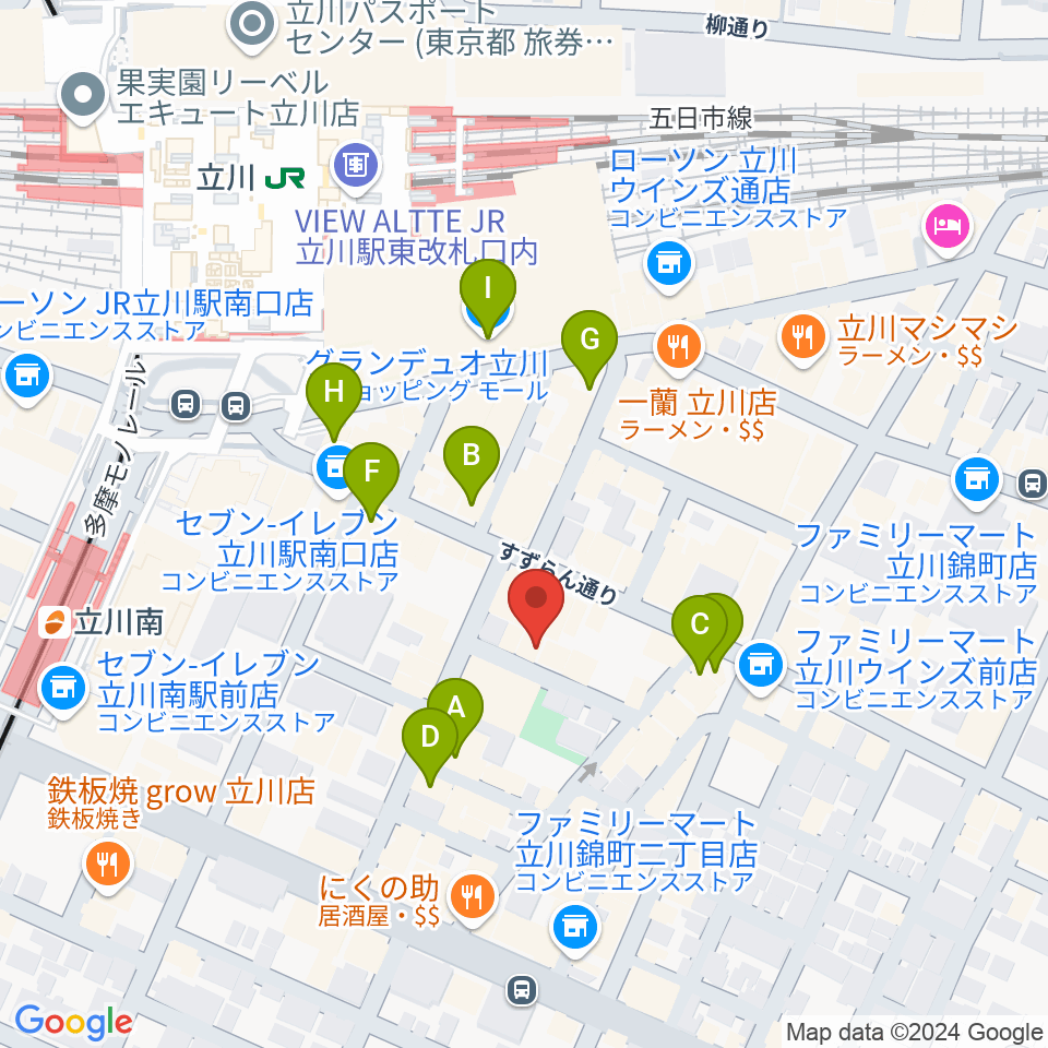 サウンドスタジオブルームーン立川店周辺のカフェ一覧地図