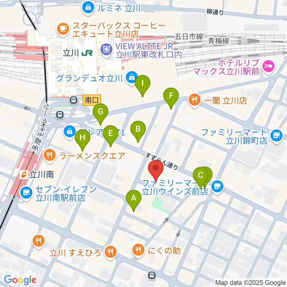 サウンドスタジオブルームーン立川店周辺のカフェ一覧地図