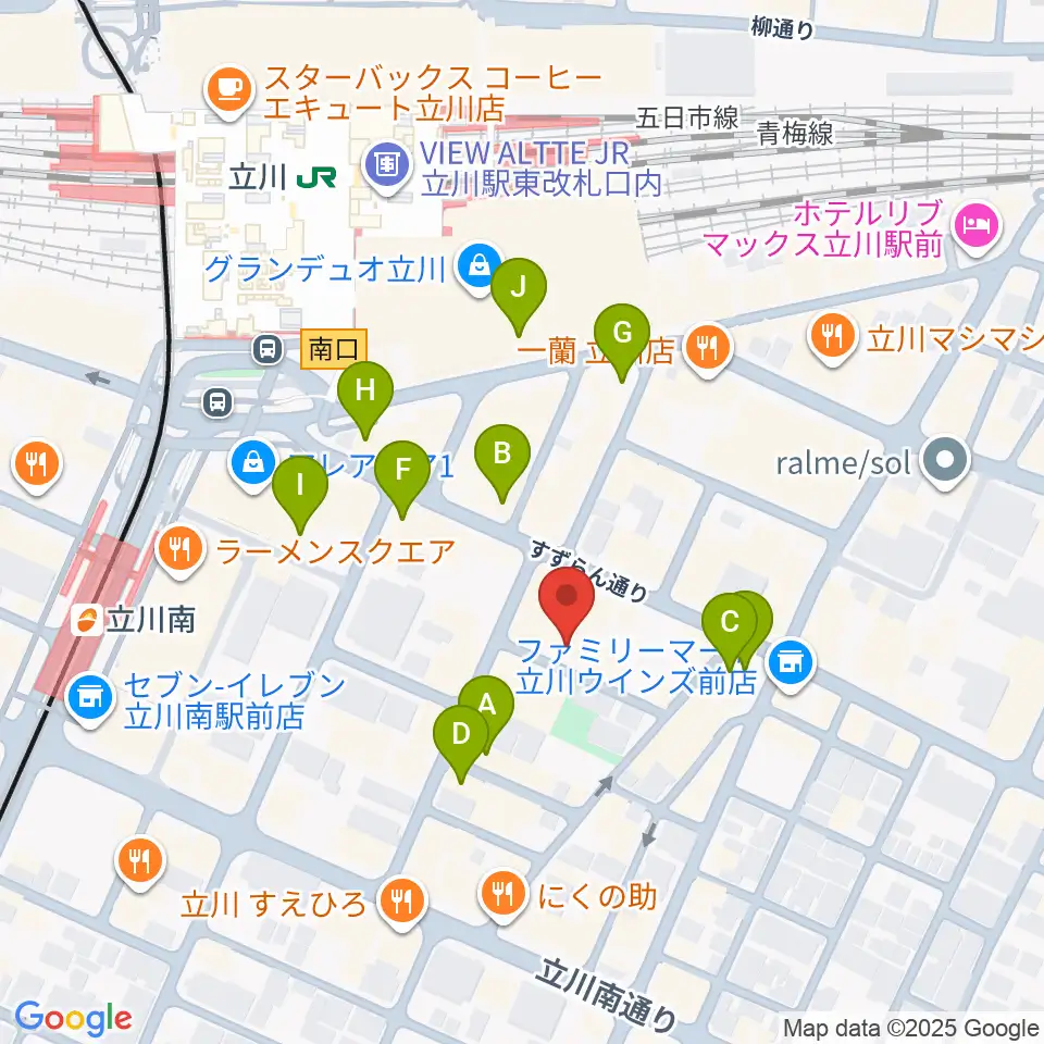 サウンドスタジオブルームーン立川店周辺のカフェ一覧地図