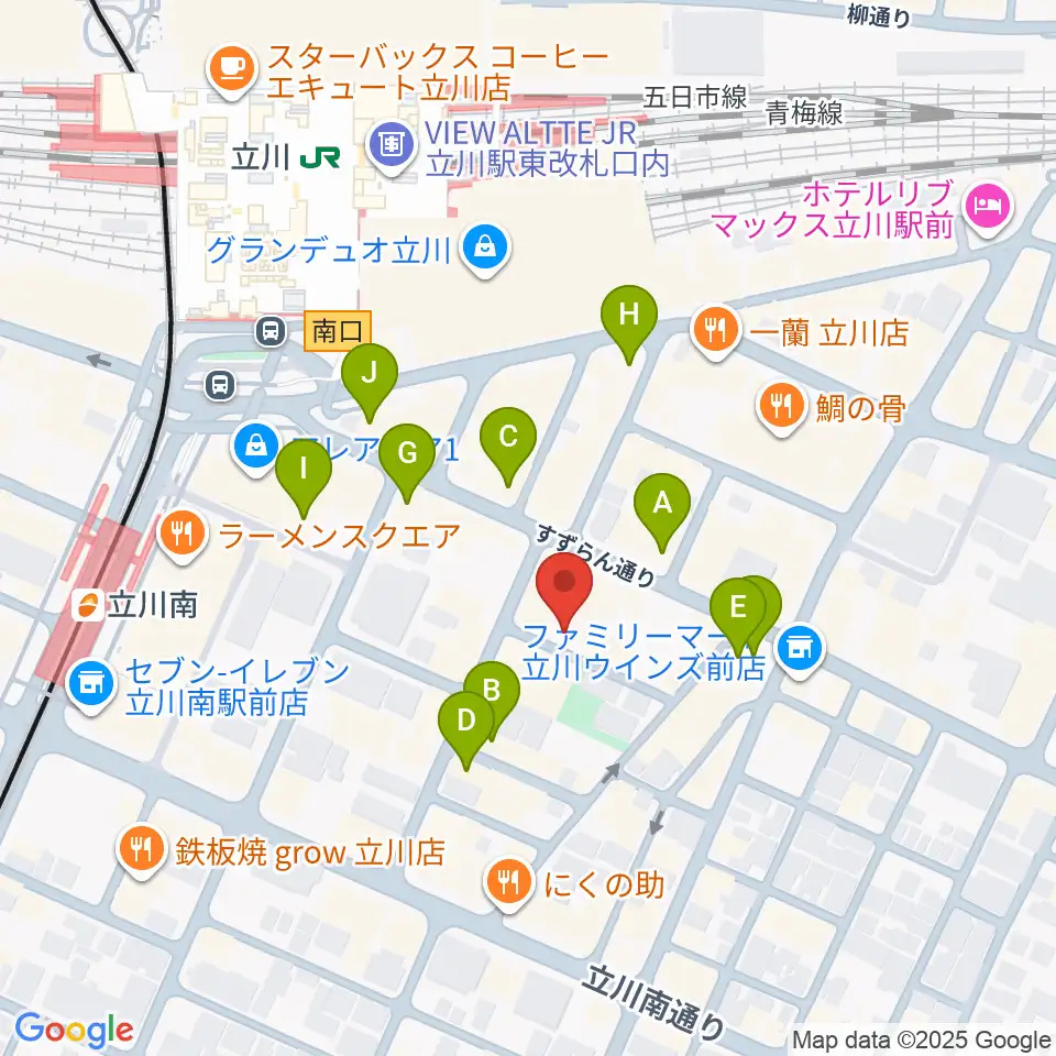 サウンドスタジオブルームーン立川店周辺のカフェ一覧地図