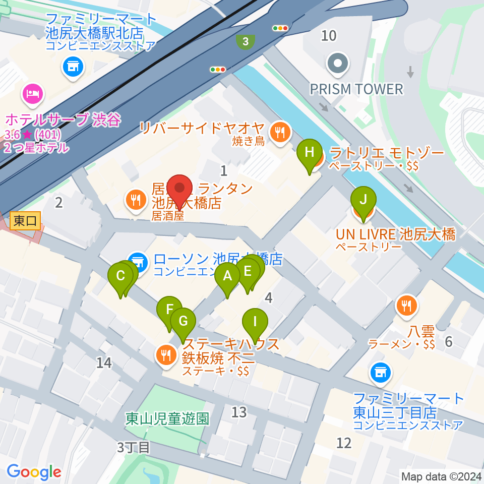 プライムサウンドスタジオ フォーム周辺のカフェ一覧地図