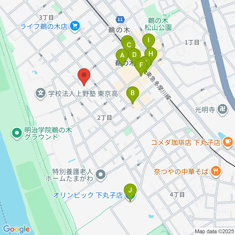 亀吉音楽堂周辺のカフェ一覧地図
