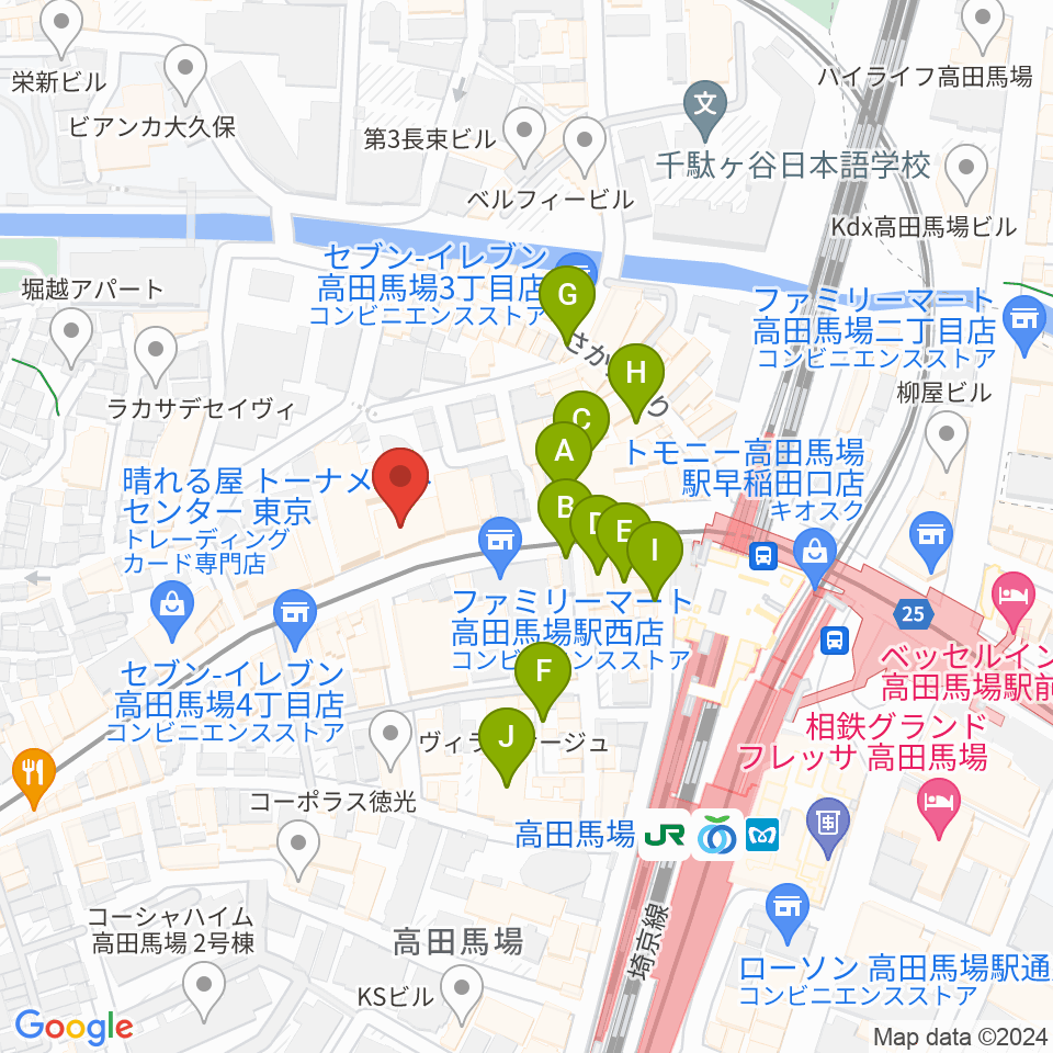 バズーカスタジオ周辺のカフェ一覧地図