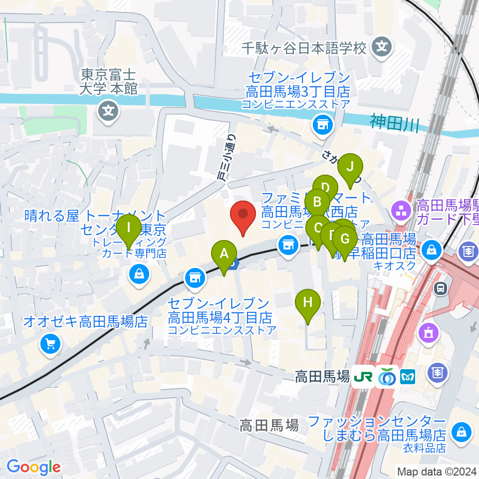 バズーカスタジオ周辺のカフェ一覧地図