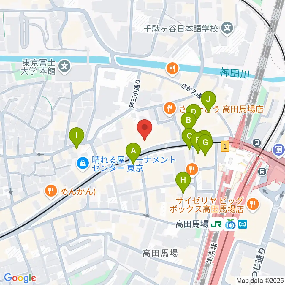 バズーカスタジオ周辺のカフェ一覧地図