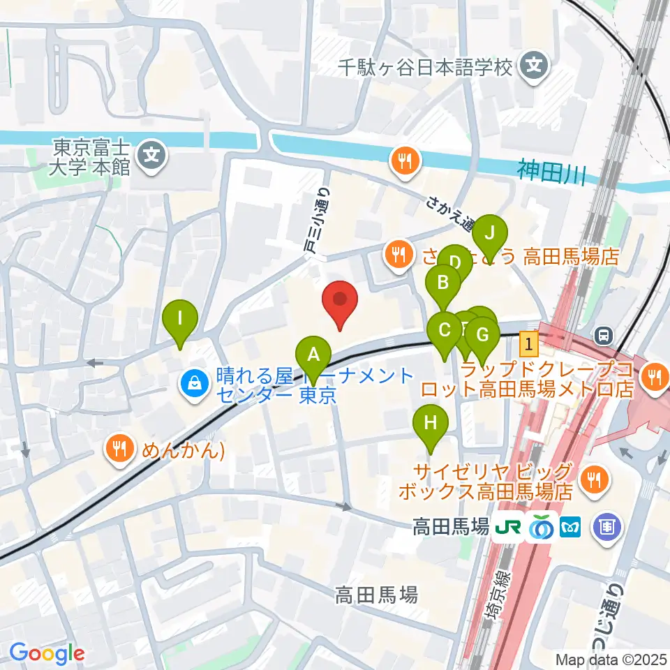 バズーカスタジオ周辺のカフェ一覧地図