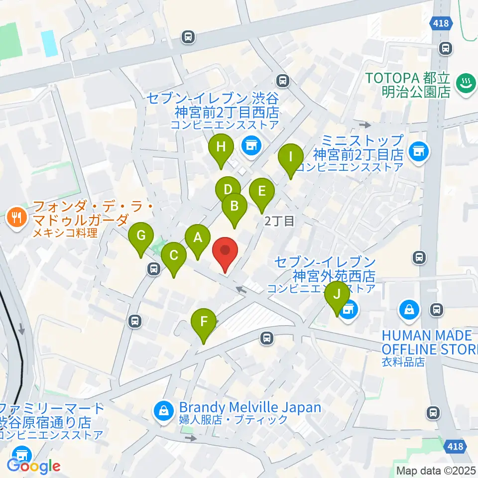 PLAZA studio周辺のカフェ一覧地図