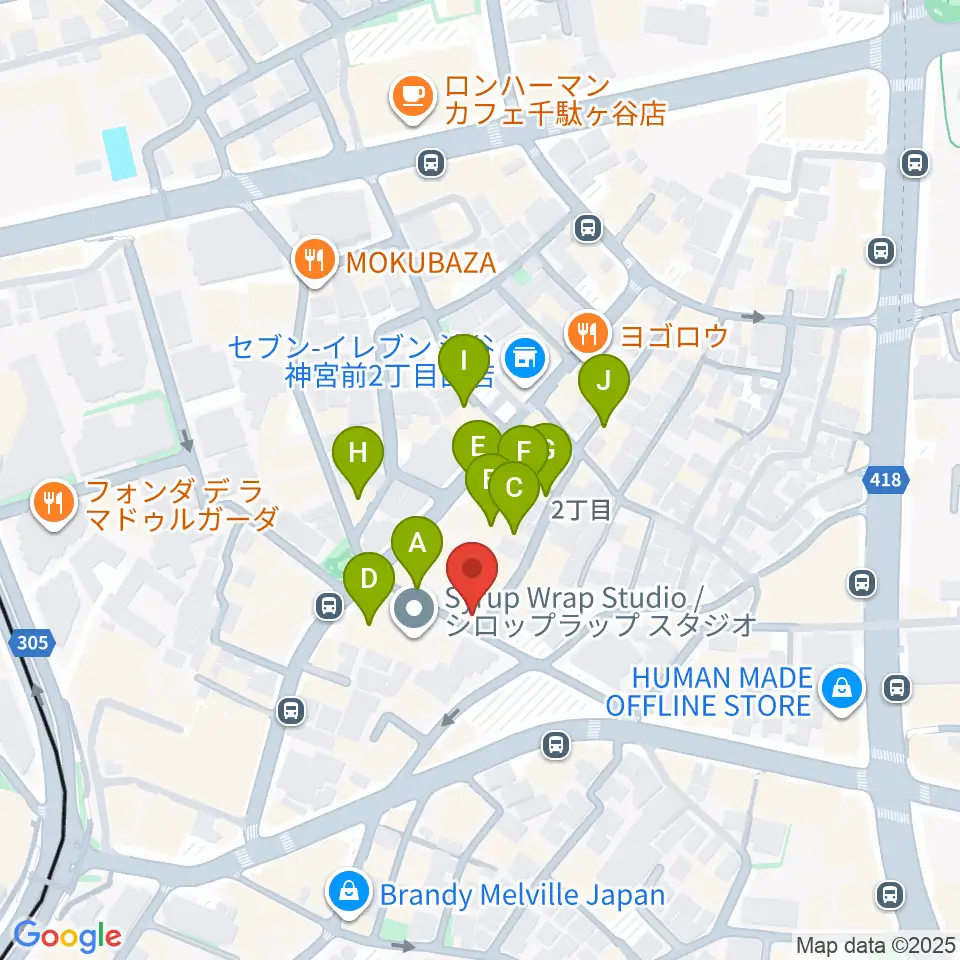 PLAZA studio周辺のカフェ一覧地図