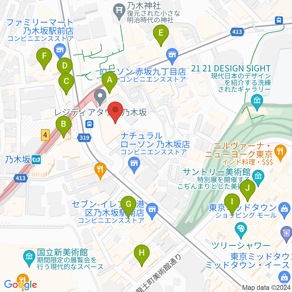 ソニー・ミュージックスタジオ周辺のカフェ一覧地図