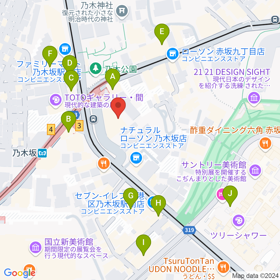 ソニー・ミュージックスタジオ周辺のカフェ一覧地図