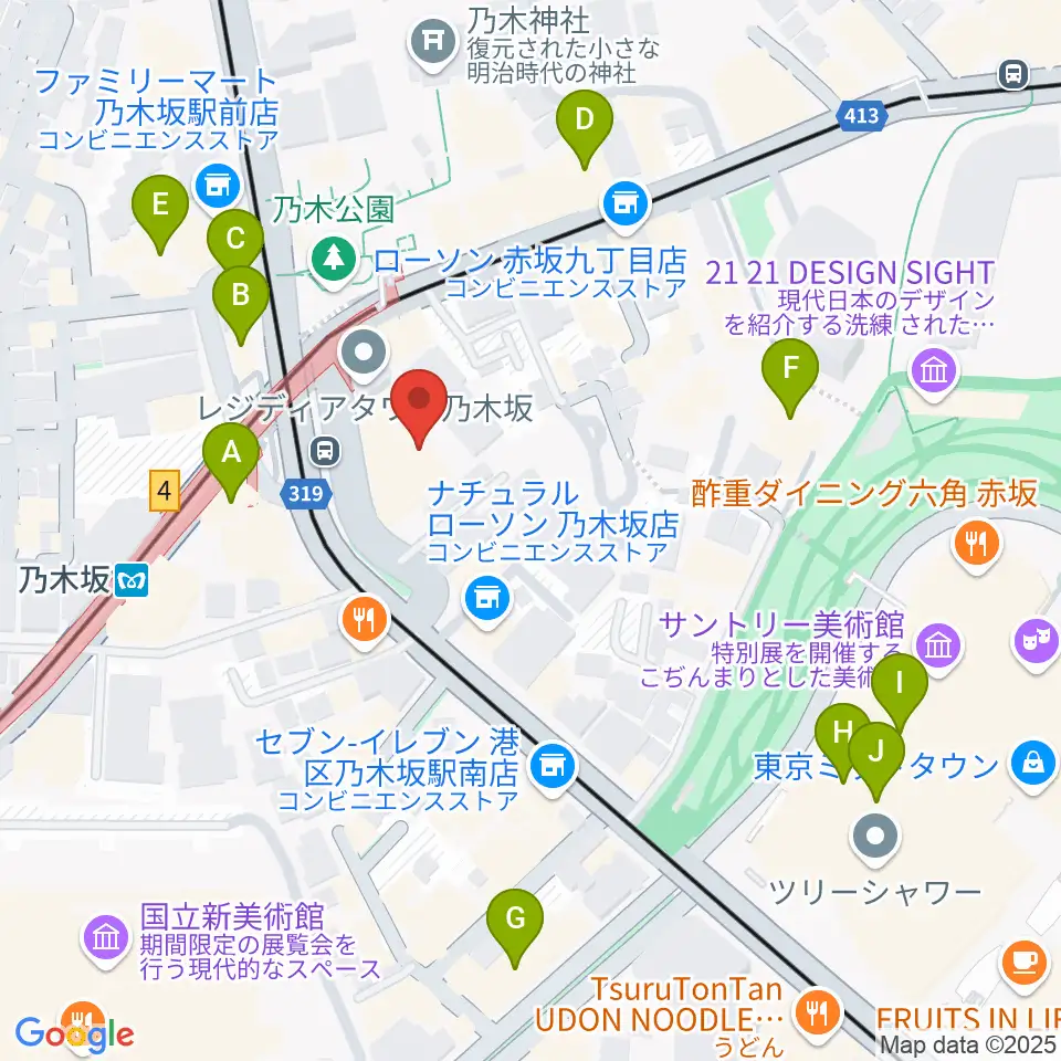 ソニー・ミュージックスタジオ周辺のカフェ一覧地図