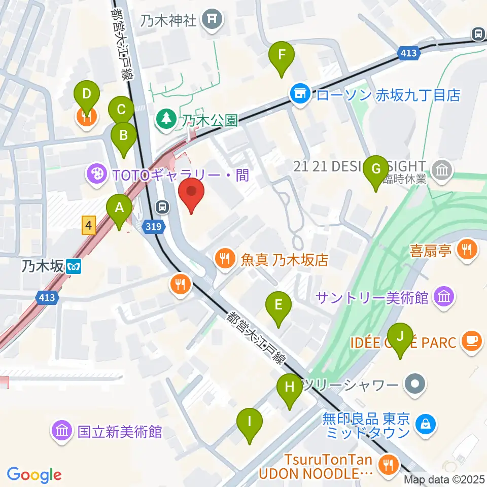 ソニー・ミュージックスタジオ周辺のカフェ一覧地図
