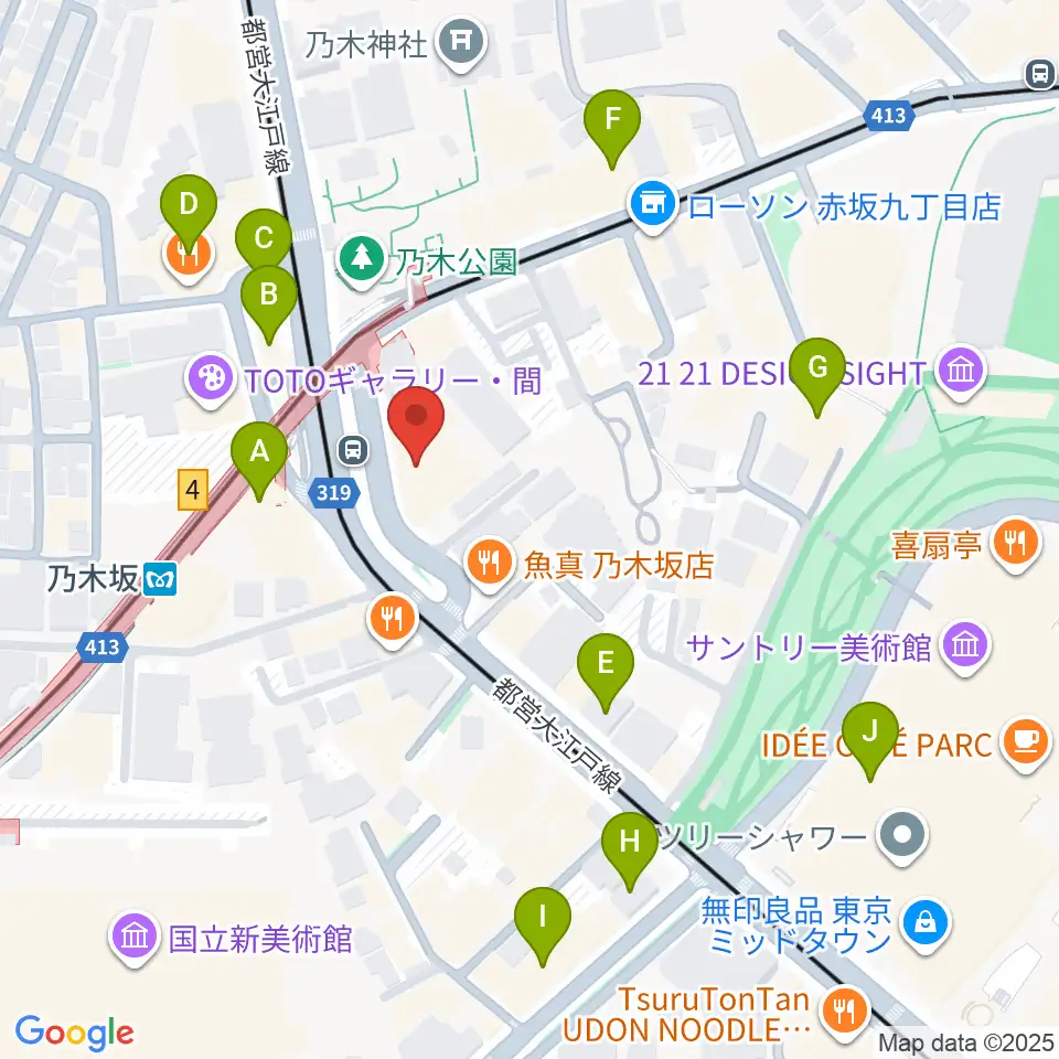 ソニー・ミュージックスタジオ周辺のカフェ一覧地図
